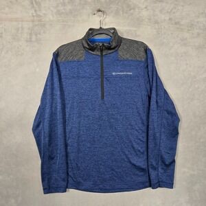 Vineyard Vines Men's Medium Blue Gray 1/4‎ Zip Performance Pullover fleece